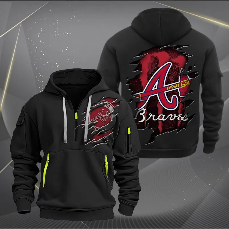 Atlanta Braves Heavy Quarter Zip Hoodie For Men Women