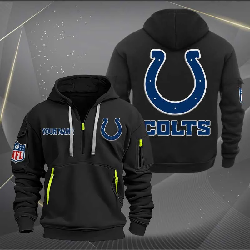 Indianapolis Colts Heavy Hoodie Quarter Zip Hoodie