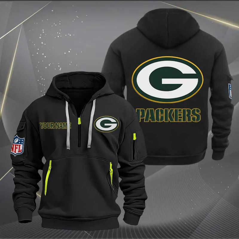 Green Bay Packers Heavy Hoodie Quarter Zip Hoodie For Men
