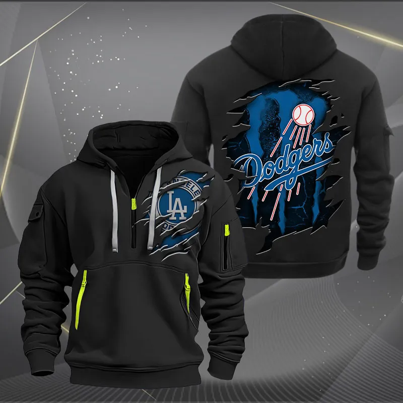 Los Angeles Dodgers Heavy Hoodie Quarter Zip Hoodie