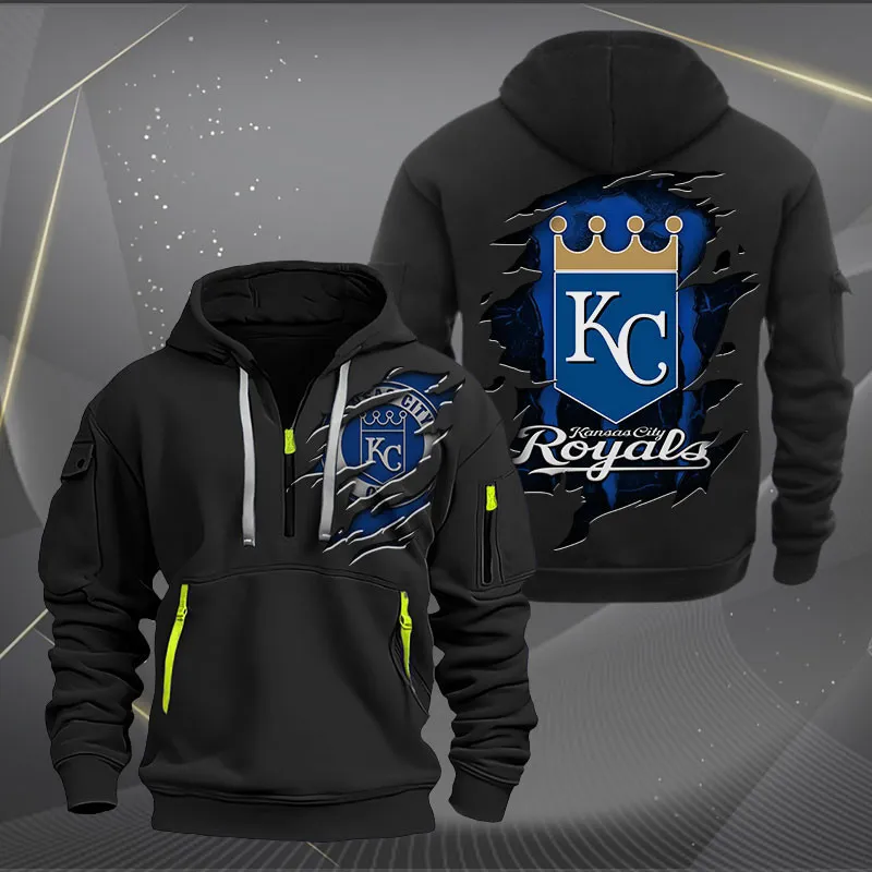 Kansas City Royals Heavy Hoodie Quarter Zip Hoodie
