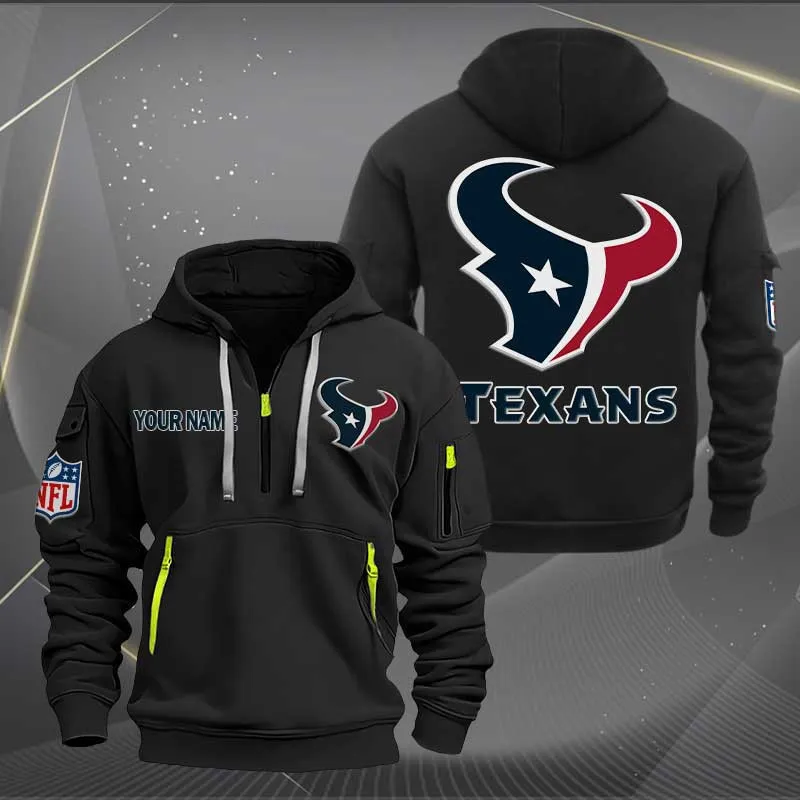 Houston Texans Heavy Hoodie Quarter Zip Hoodie