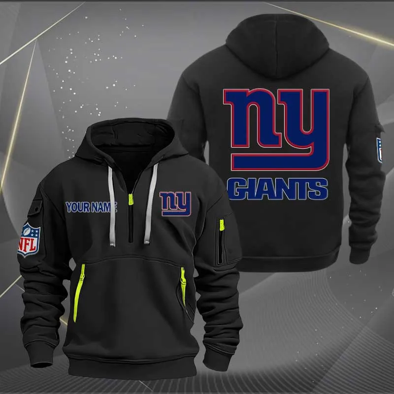 New York Giants Heavy Hoodie Quarter Zip Hoodie