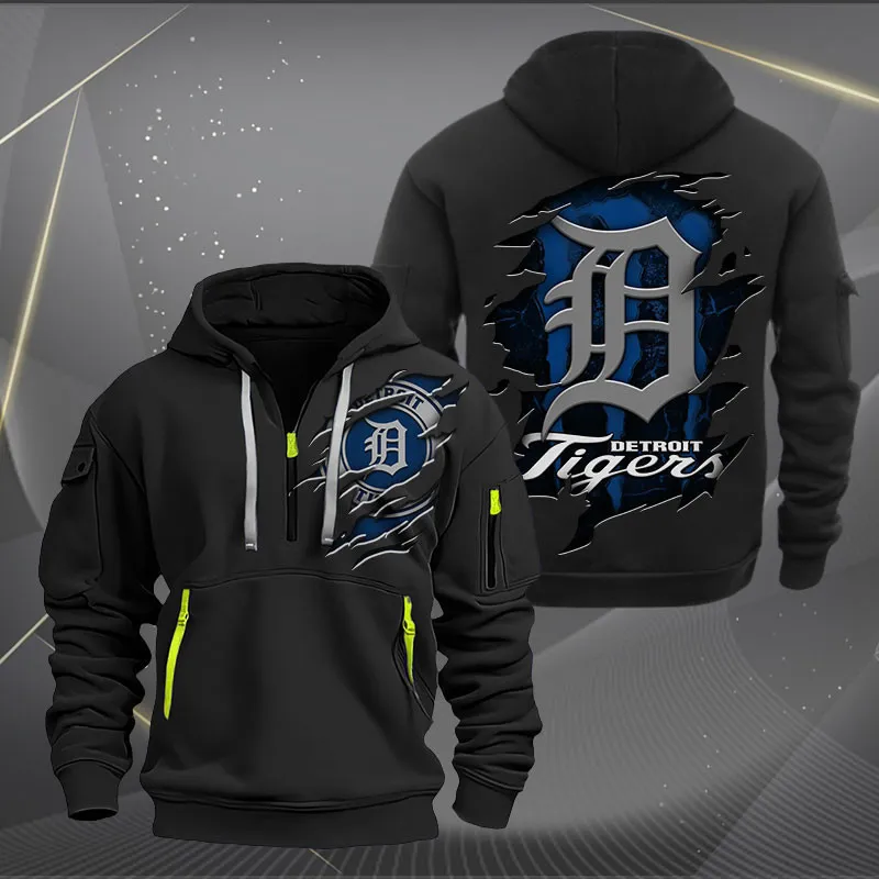 Detroit Tigers Heavy Quarter Zip Hoodie For Men Women