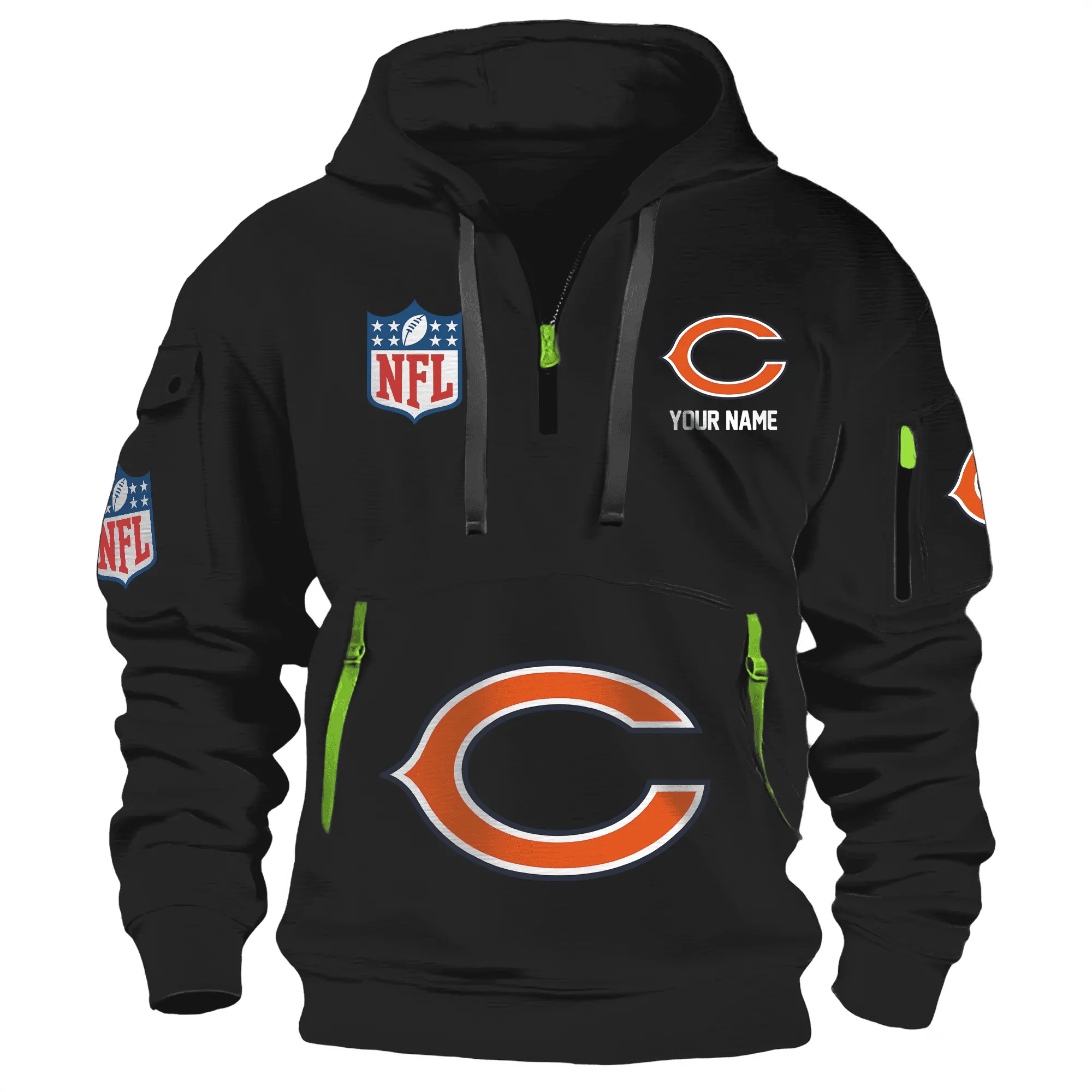 Chicago Bears Premium Nfl Quarter Zip Hoodie For Men Women