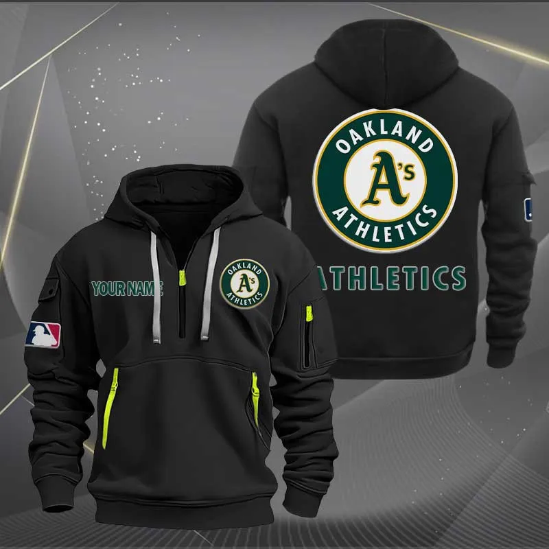 Oakland Athletics Heavy Hoodie Quarter Zip Hoodie