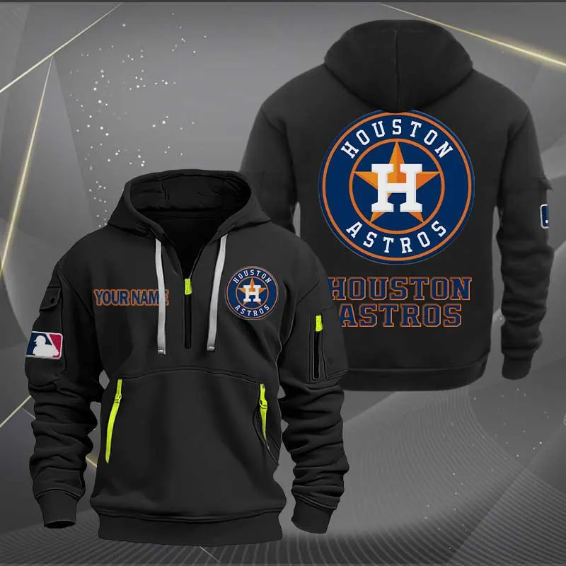 Houston Astros Heavy Hoodie Quarter Zip Hoodie