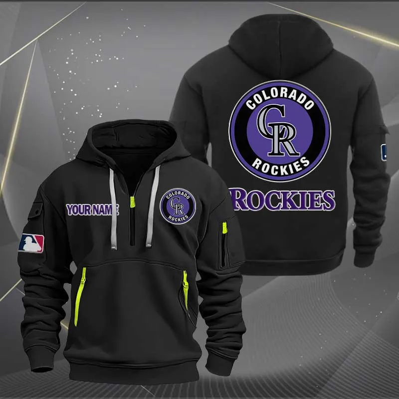 Colorado Rockies Heavy Hoodie Quarter Zip Hoodie