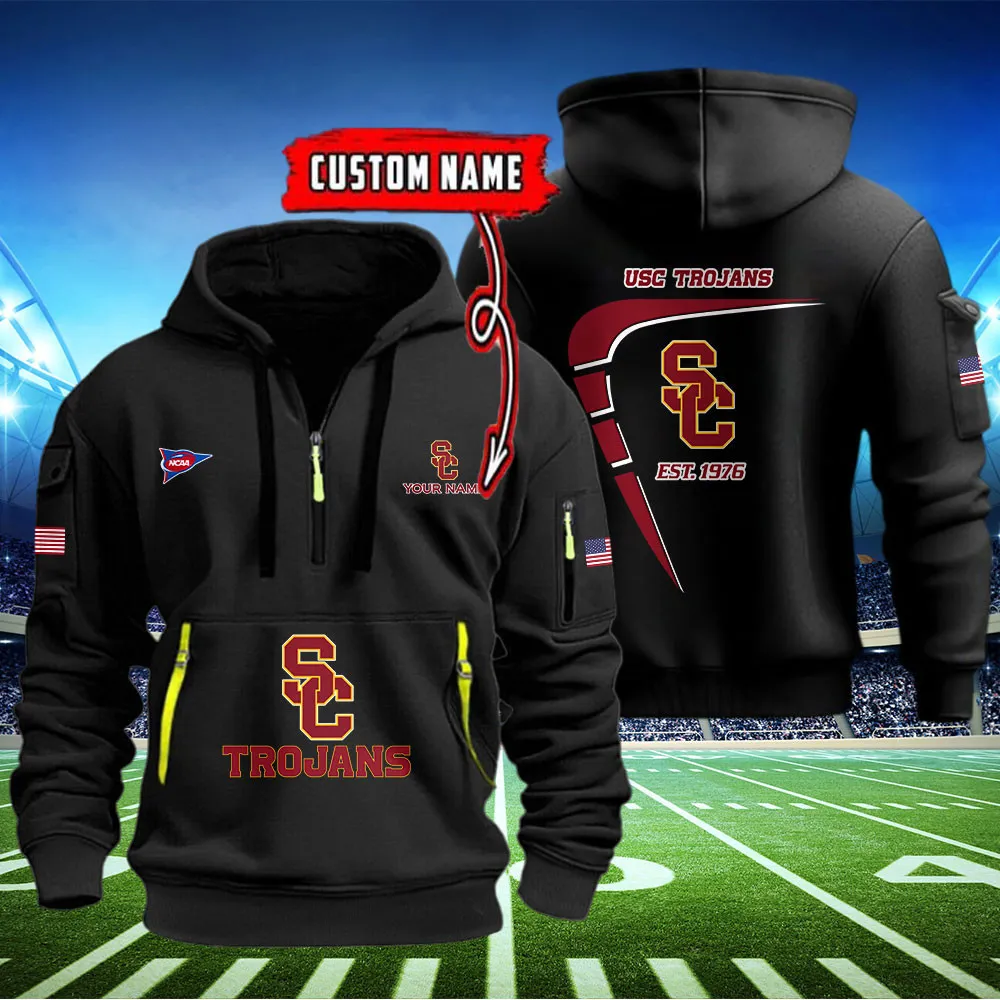 Usc Trojans Heavy All Over Print Zip Up Hoodie