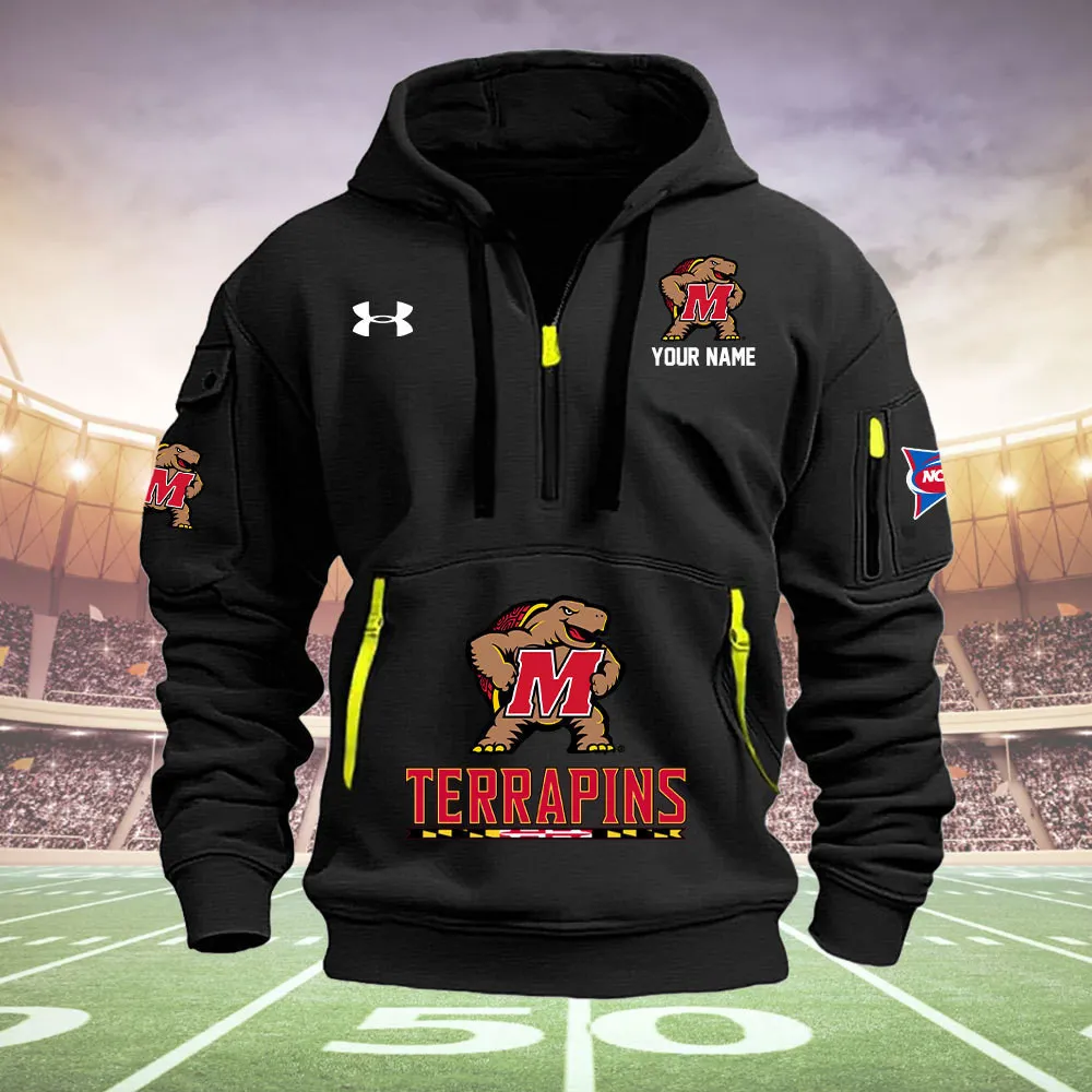 Maryland Terrapins Heavy All Over Print Zip Up Hoodie