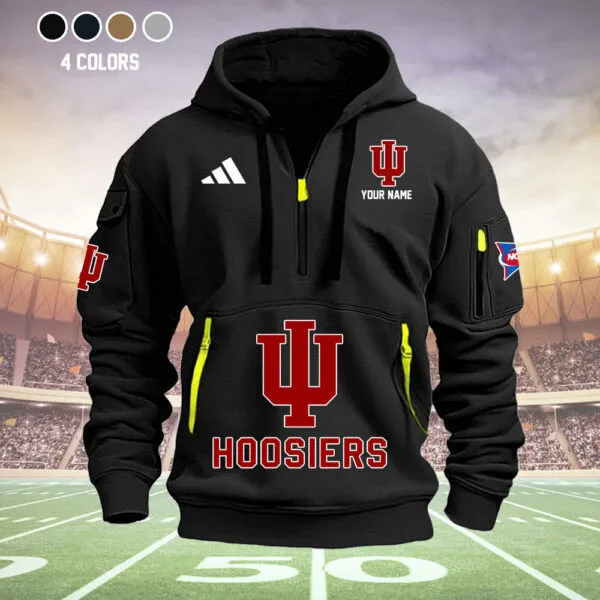 Indiana Hoosiers Heavy All Over Print Zip Up Hoodie