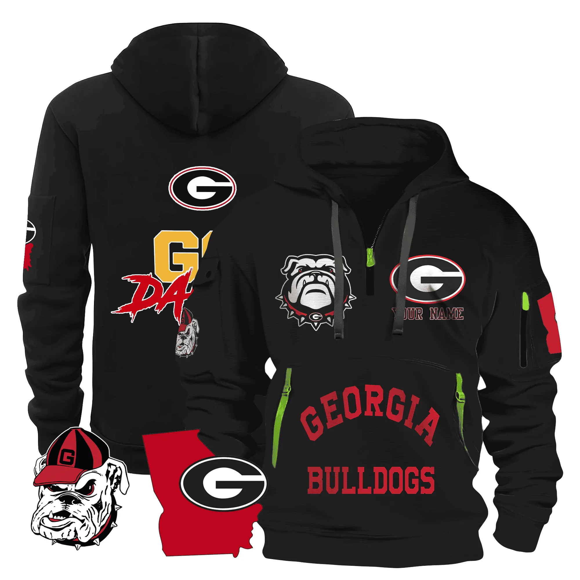 Georgia Bulldogs Personalized Quarter Zip Hoodie