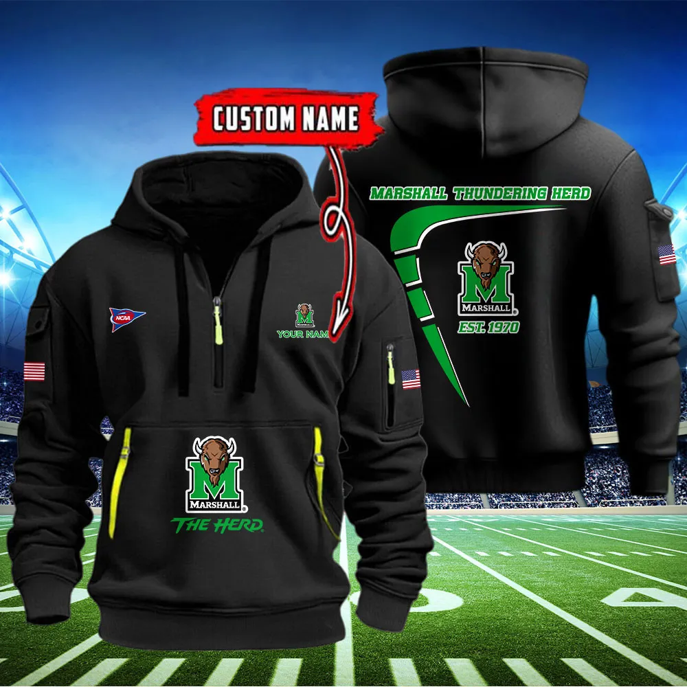 Marshall Thundering Herd Heavy All Over Print Zip Up Hoodie