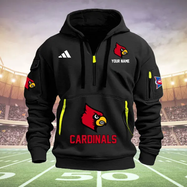 Louisville Cardinals Heavy All Over Print Zip Up Hoodie