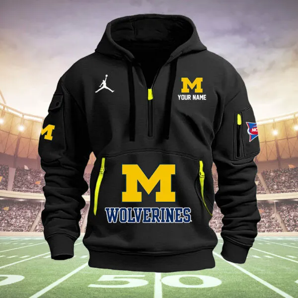 Michigan Wolverines Heavy All Over Print Zip Up Hoodie For Fans