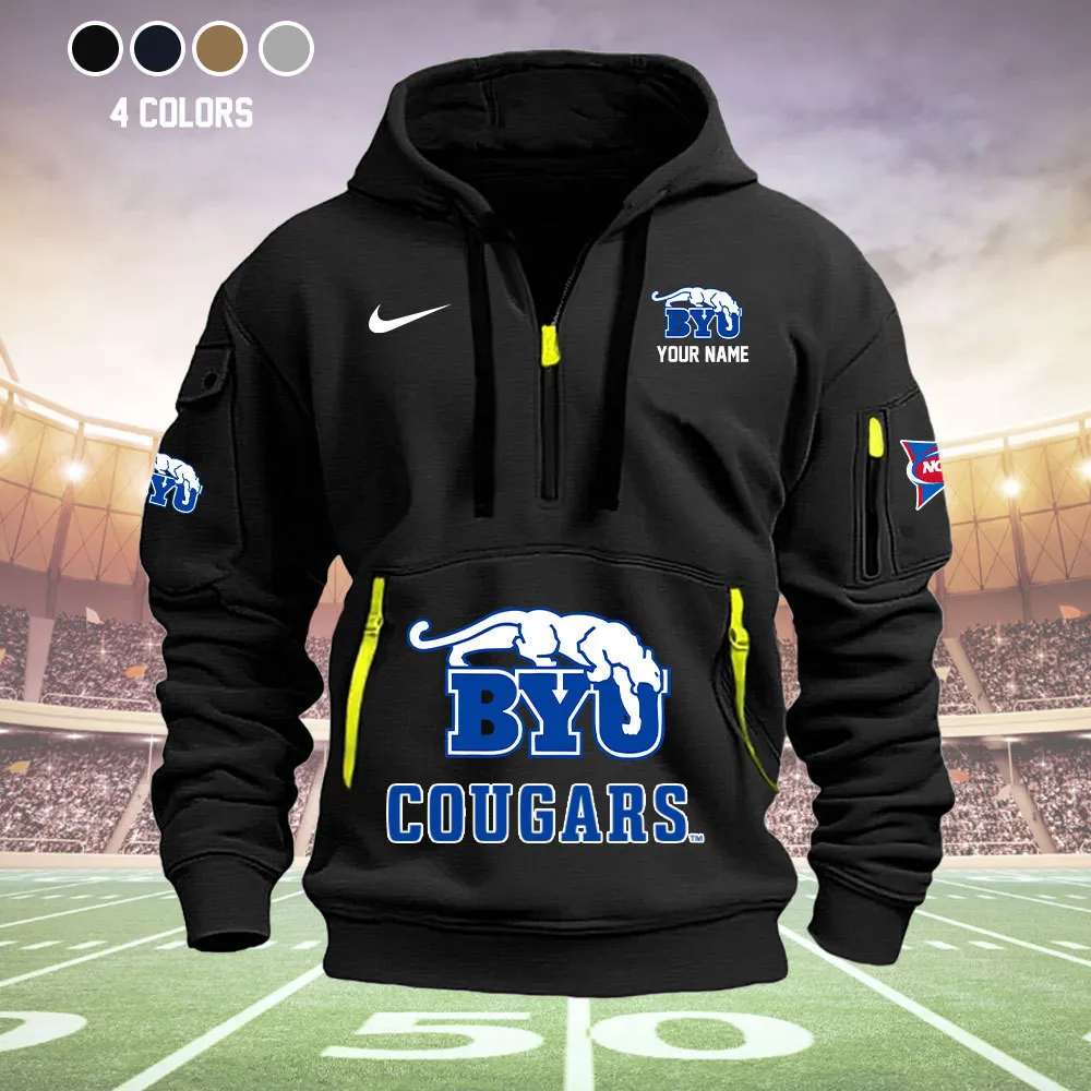 Byu Cougars Heavy All Over Print Half Zip Hoodie Best Collection For Men Women