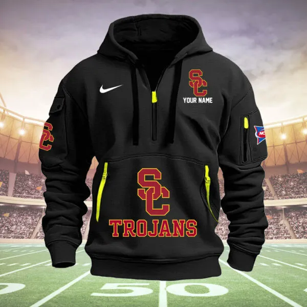 Usc Trojans Heavy All Over Print Hoodie Zip Up Hoodie