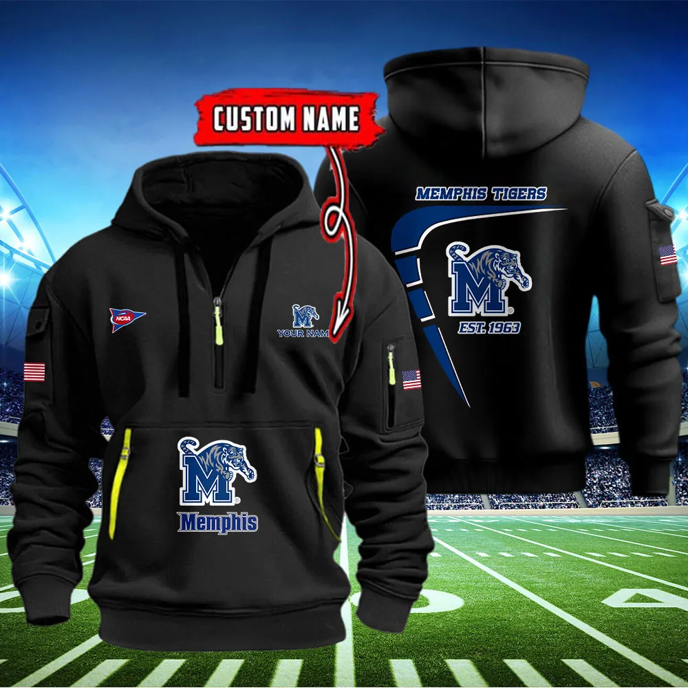 Memphis Tigers Heavy All Over Print Zip Up Hoodie