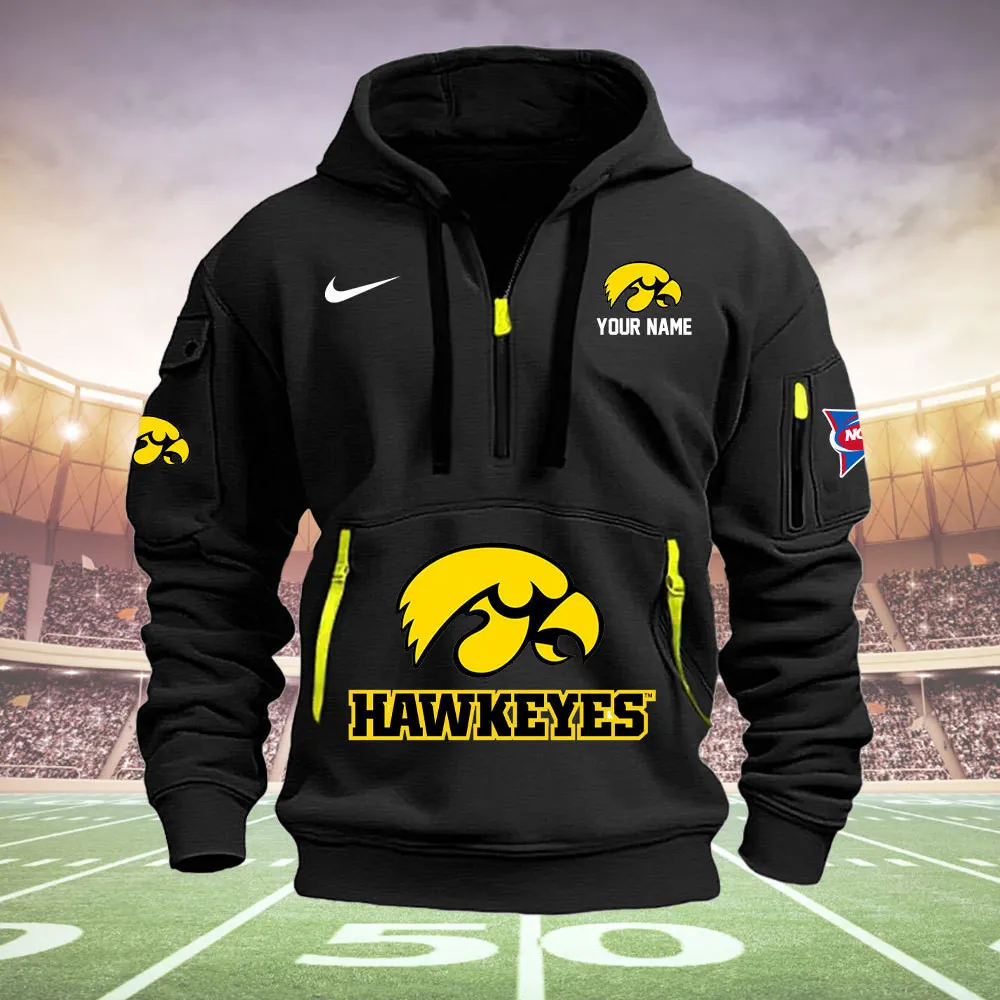 Iowa Hawkeyes Heavy All Over Print Zip Up Hoodie