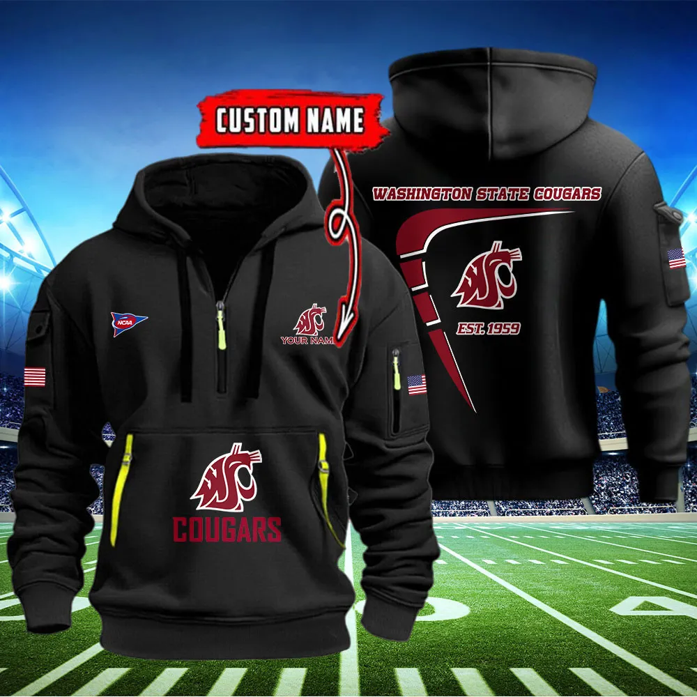 Washington State Cougars Heavy All Over Print Zip Up Hoodie