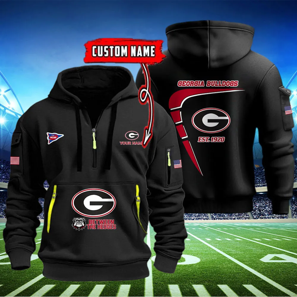 Georgia Bulldogs Heavy All Over Print Zip Up Hoodie