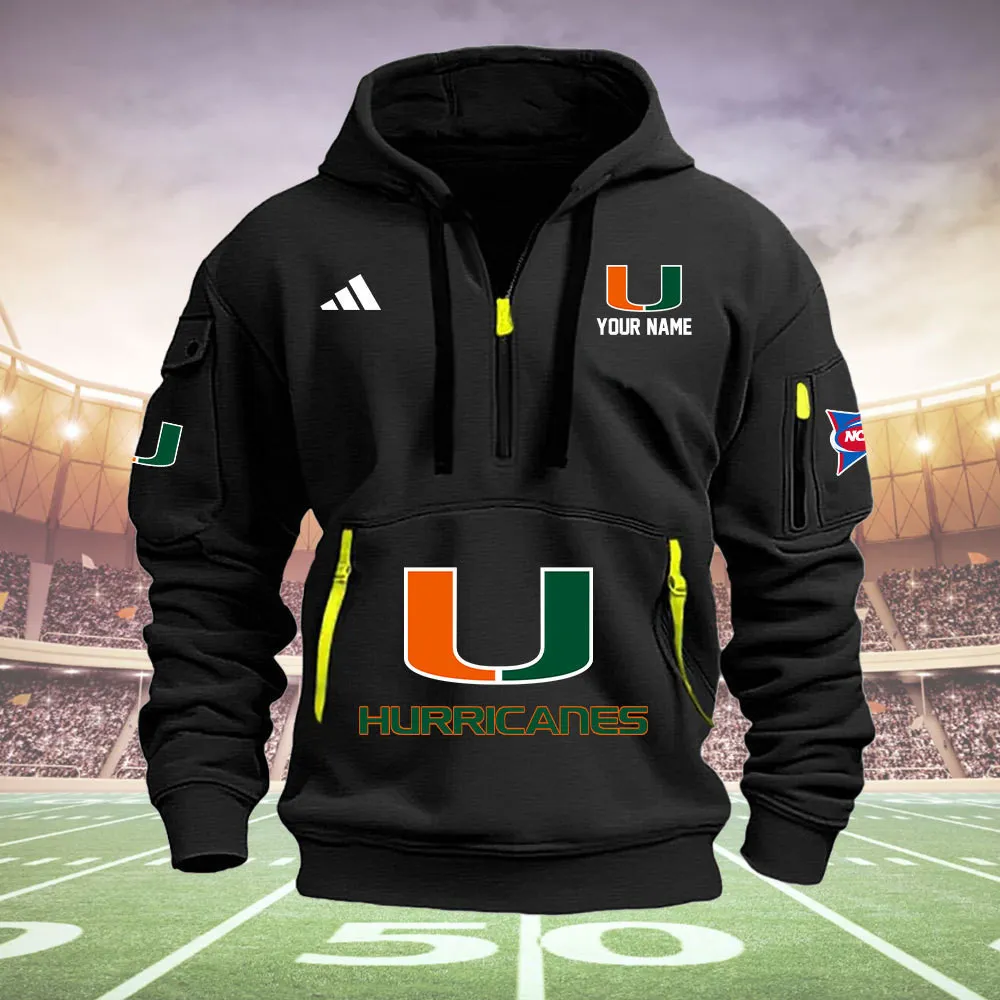 Miami Hurricanes Heavy All Over Print Hoodie Zip Up Hoodie
