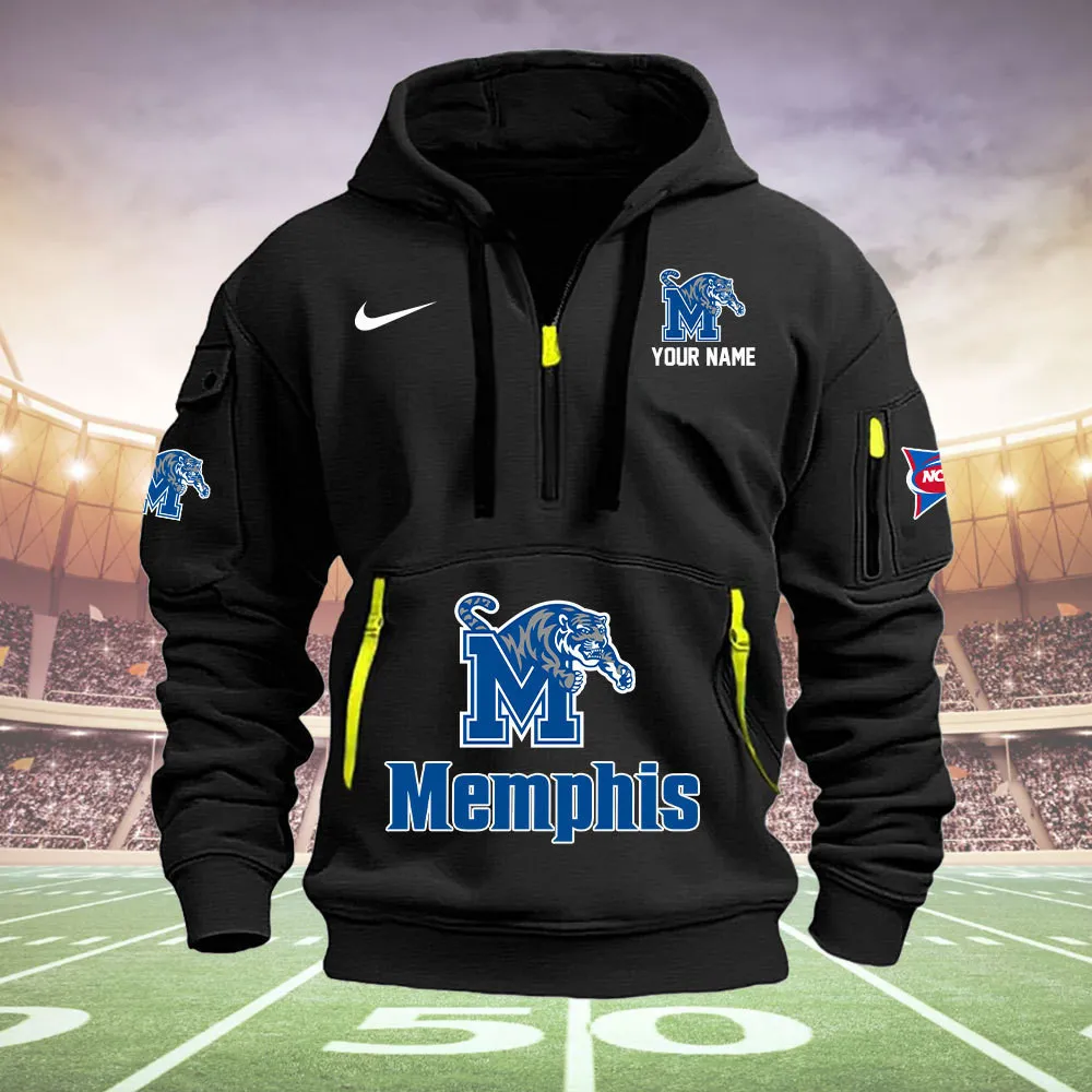 Memphis Tigers Heavy All Over Print Hoodie Zip Up Hoodie