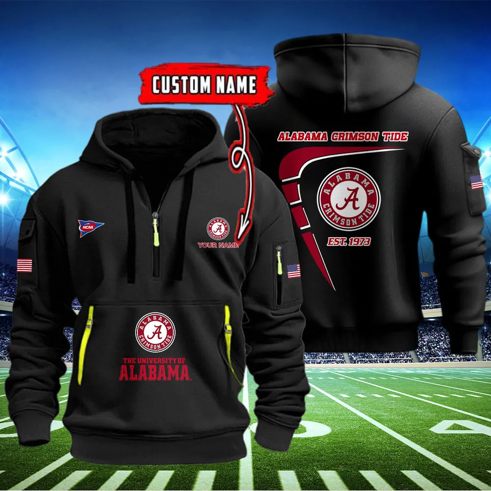 Alabama Crimson Tide Heavy All Over Print Zip Up Hoodie