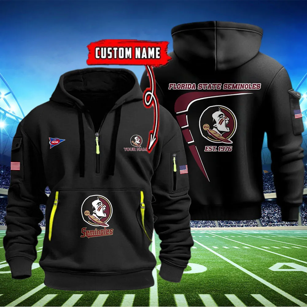 Florida State Seminoles Heavy All Over Print Zip Up Hoodie For Fan