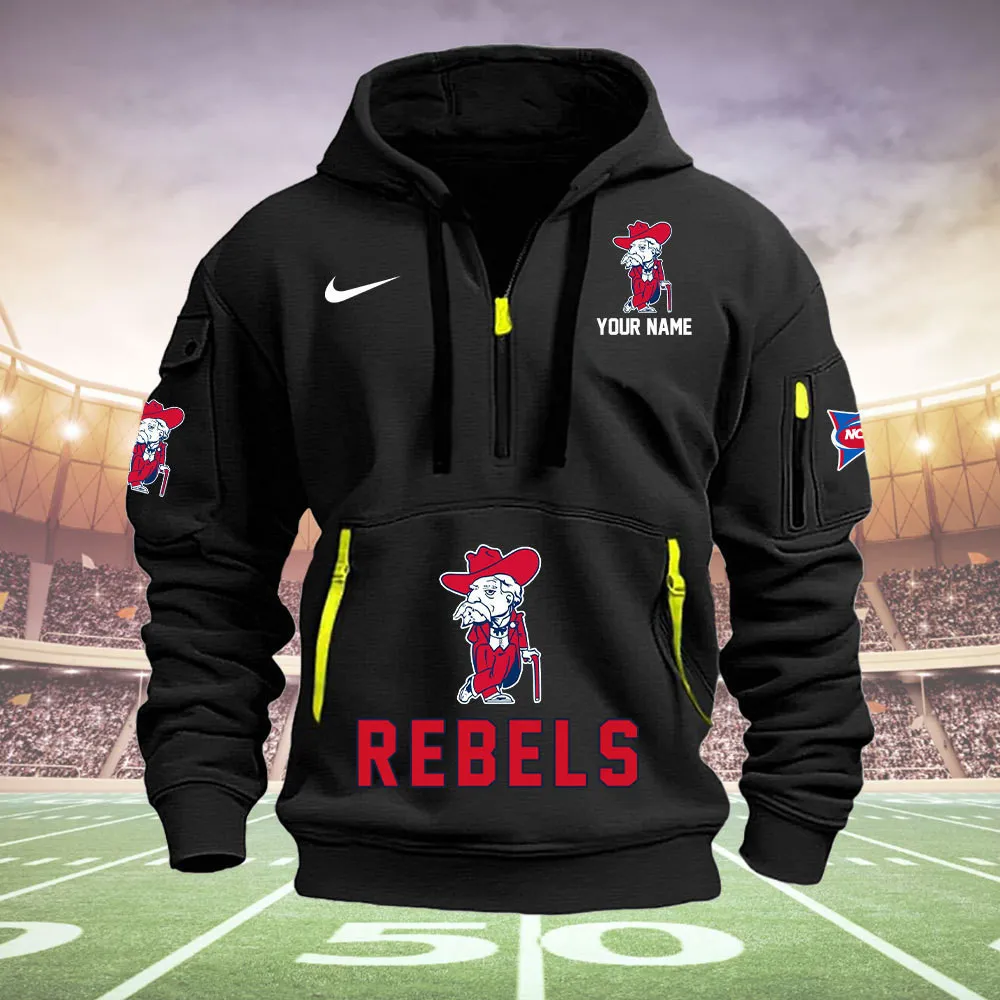Ole Miss Rebels Heavy All Over Print Half Zip Hoodie Best Collection For Men Women