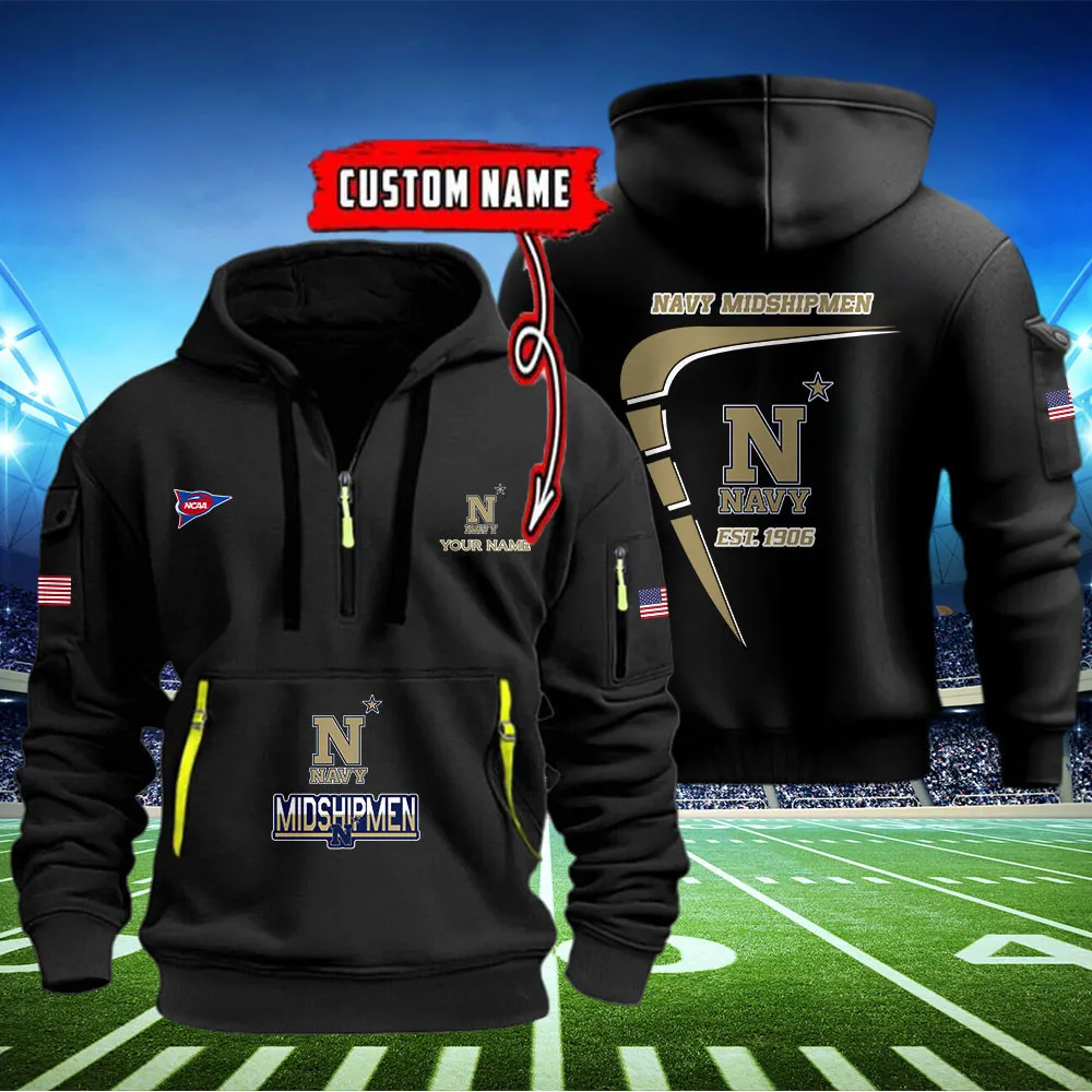 Navy Midshipmen Heavy All Over Print Hoodie Zip Up Hoodie