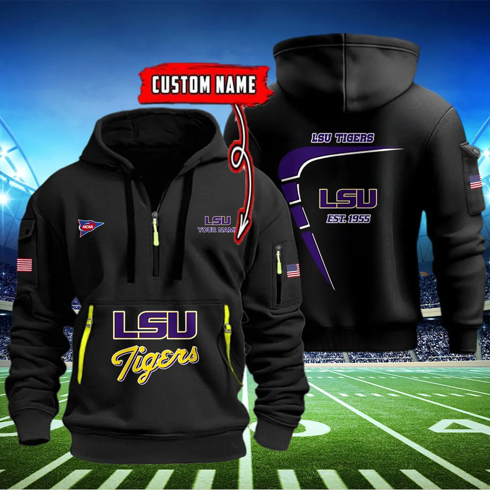 Lsu Tigers Heavy All Over Print Hoodie Zip Up Hoodie