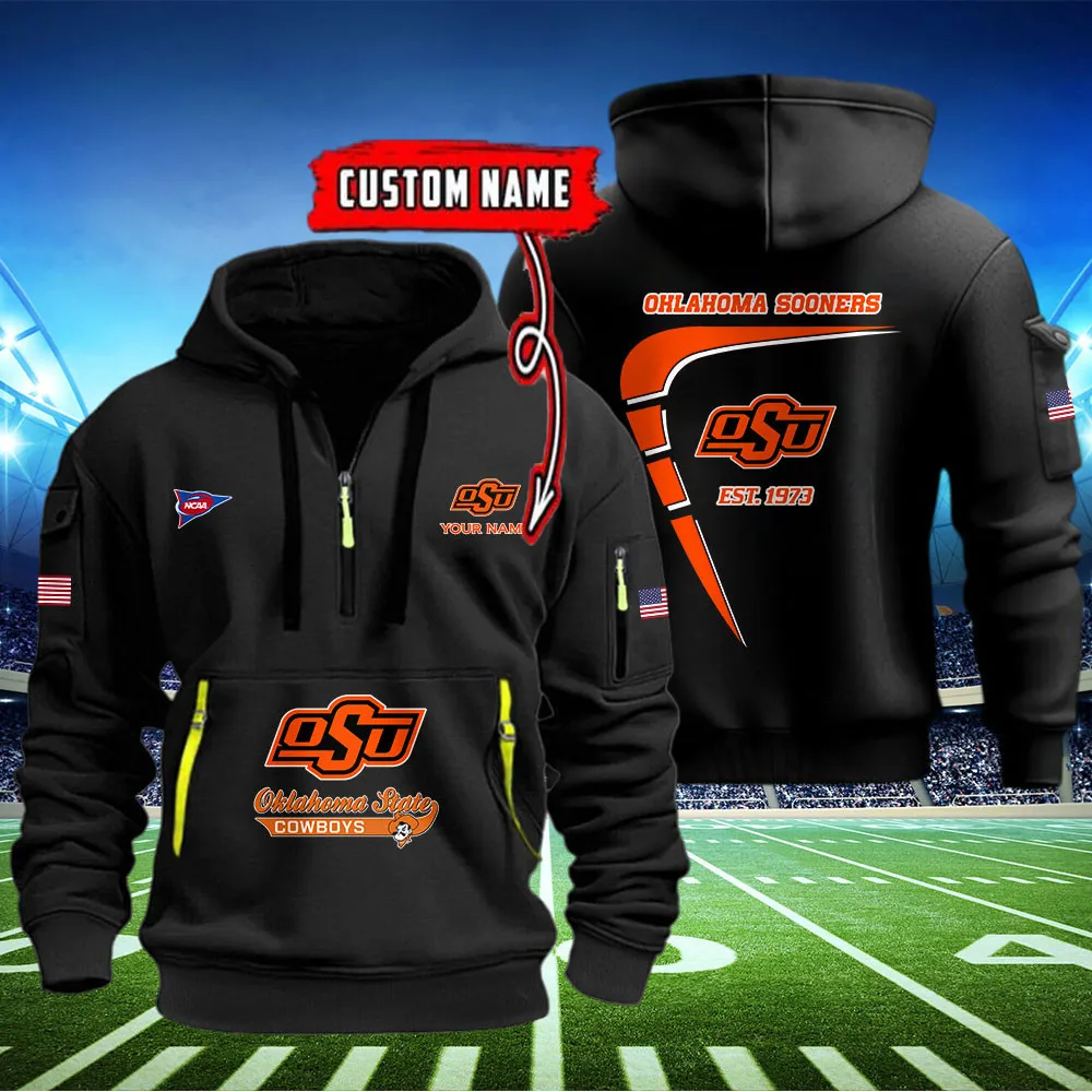 Oklahoma State Cowboys Heavy All Over Print Hoodie Zip Up Hoodie