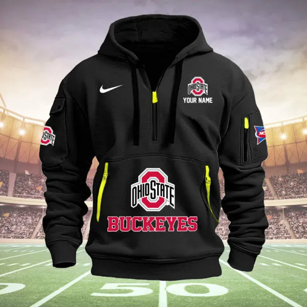 Ohio State Buckeyes Heavy All Over Print Half Zip Hoodie Best Collection For Men Women