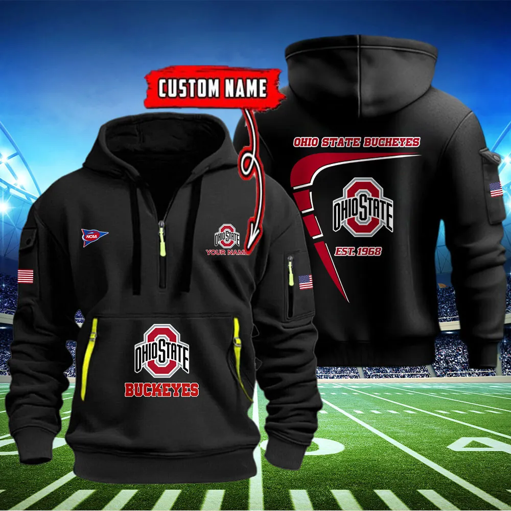 Ohio State Buckeyes Heavy All Over Print Hoodie Zip Up Hoodie