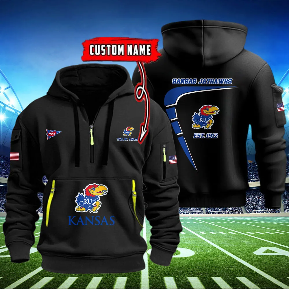 Kansas Jayhawks Heavy All Over Print Hoodie Zip Up Hoodie