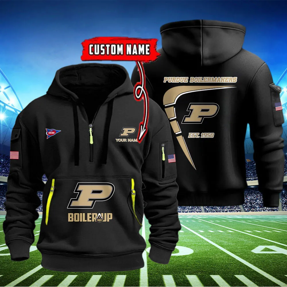 Purdue Boilermakers Heavy All Over Print Half Zip Hoodie Best Collection For Men Women