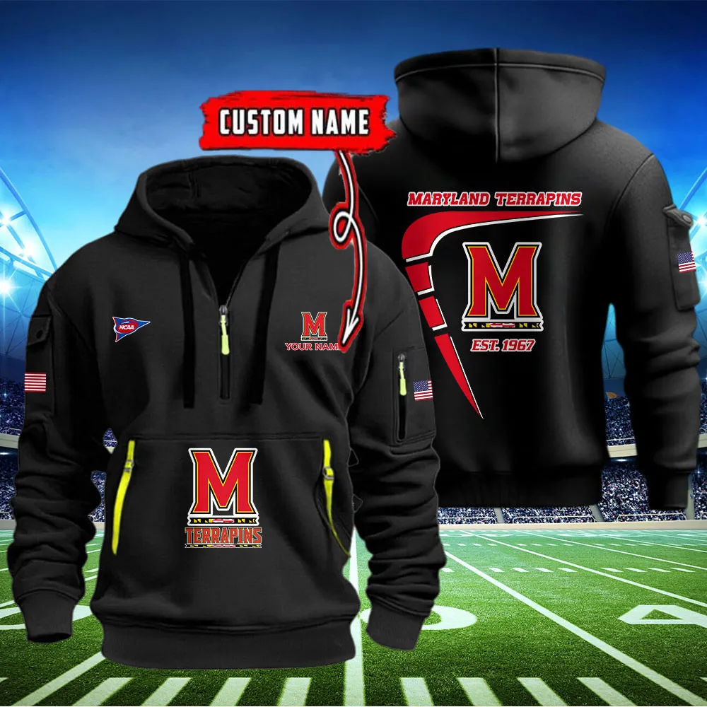 Maryland Terrapins Heavy All Over Print Hoodie Zip Up Hoodie