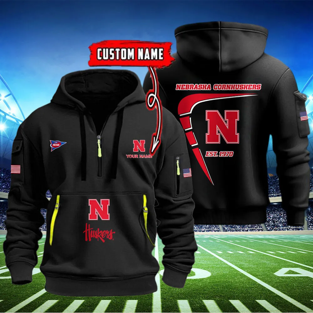Nebraska Cornhuskers Heavy All Over Print Hoodie Zip Up Hoodie