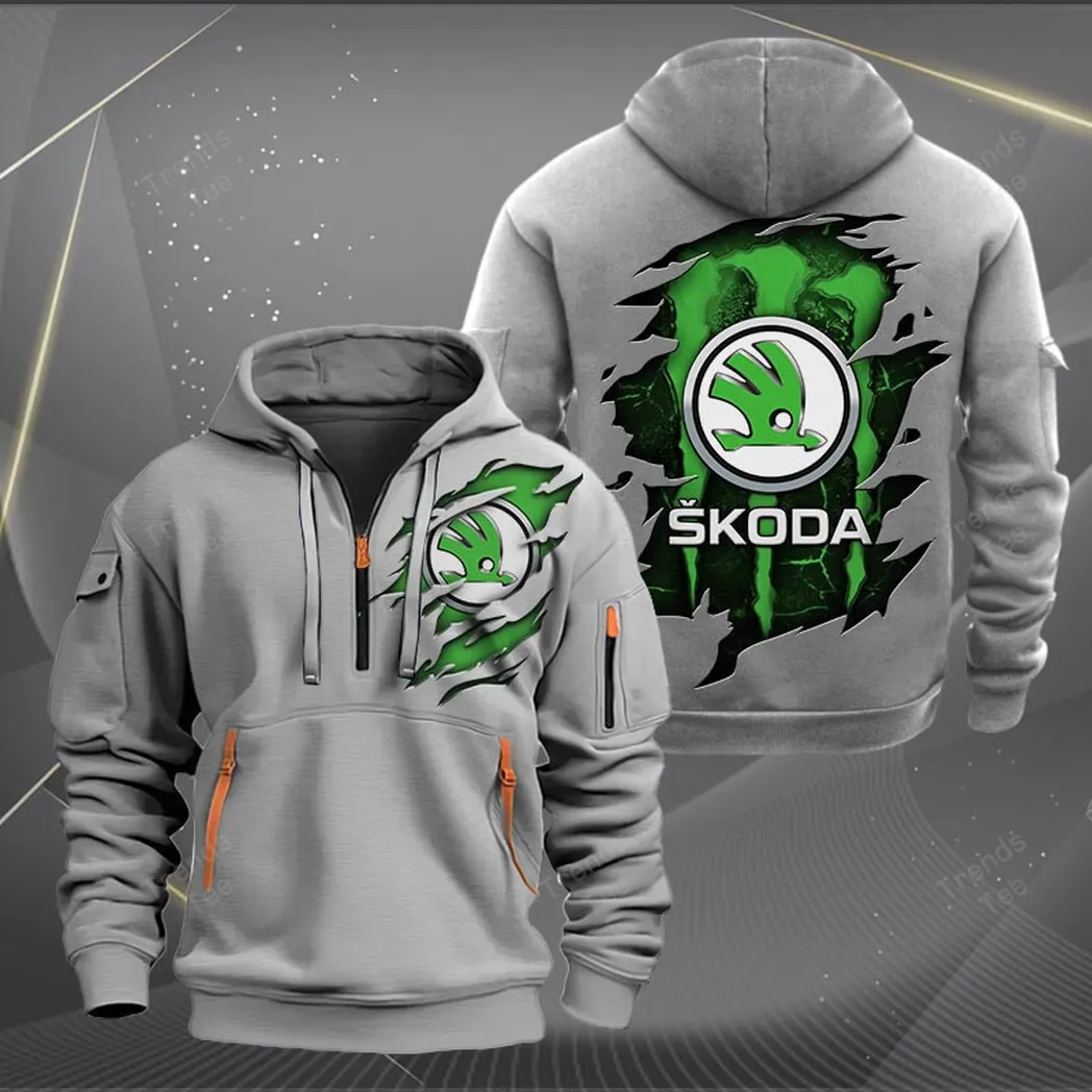 Skoda Hoodie Half Zipper Quarter Zip Hoodie For Men And Women