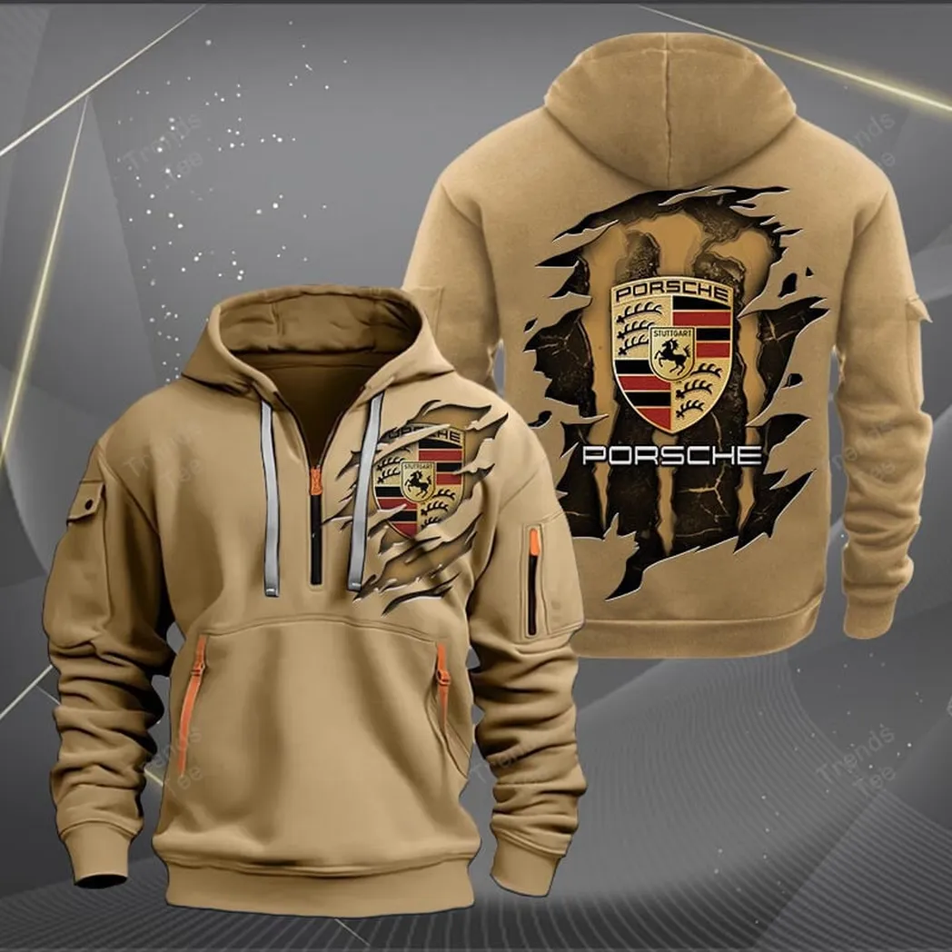 Porsche Hoodie Half Zipper Quarter Zip Hoodie For Men And Women