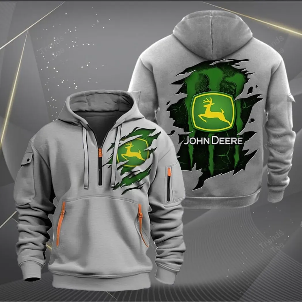 John Deere Hoodie Half Zipper Quarter Zip Hoodie