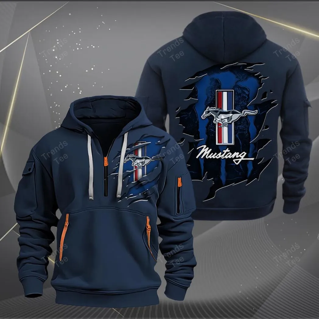 Ford-Mustang Hoodie Half Zipper Quarter Zip Hoodie For Men And Women