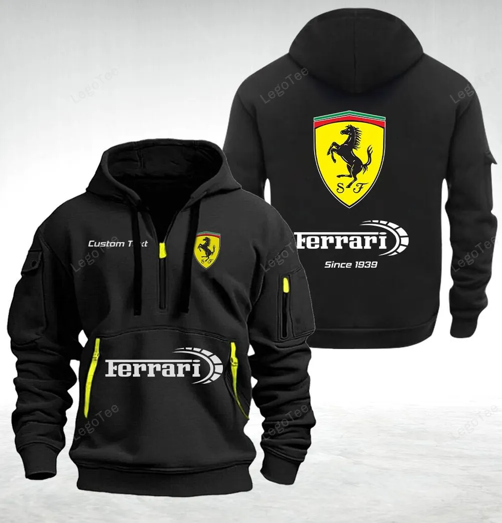Ferrari Hoodie Quarter Zip Hoodie For Sporty Men And Women