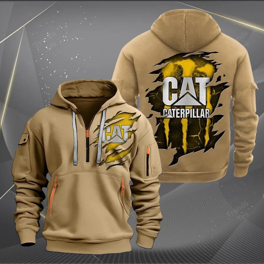 Caterpillar Hoodie Half Zipper Quarter Zip Hoodie