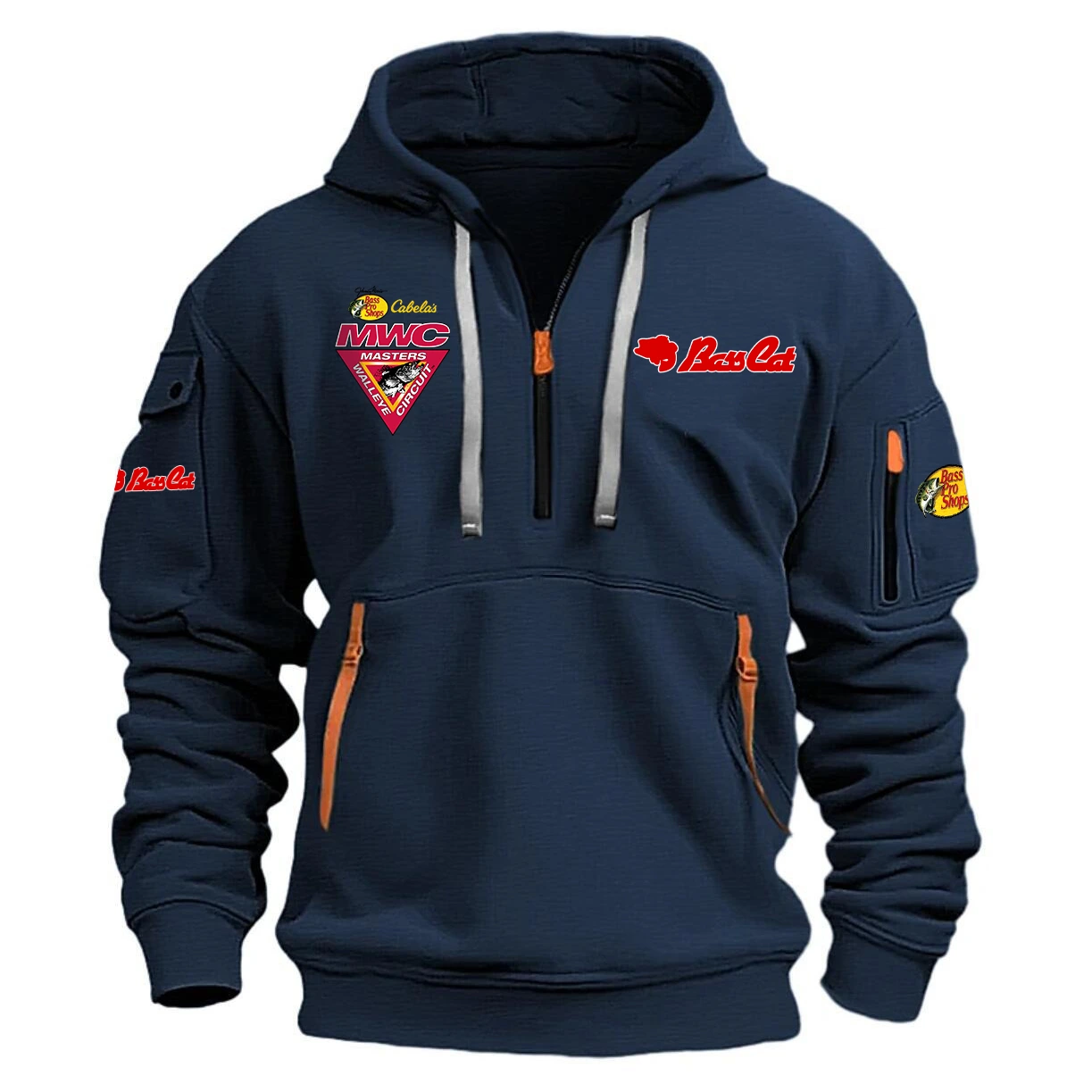 Bass Cat Hoodie Half Zipper Quarter Zip Hoodie Masters Walleye Circuit