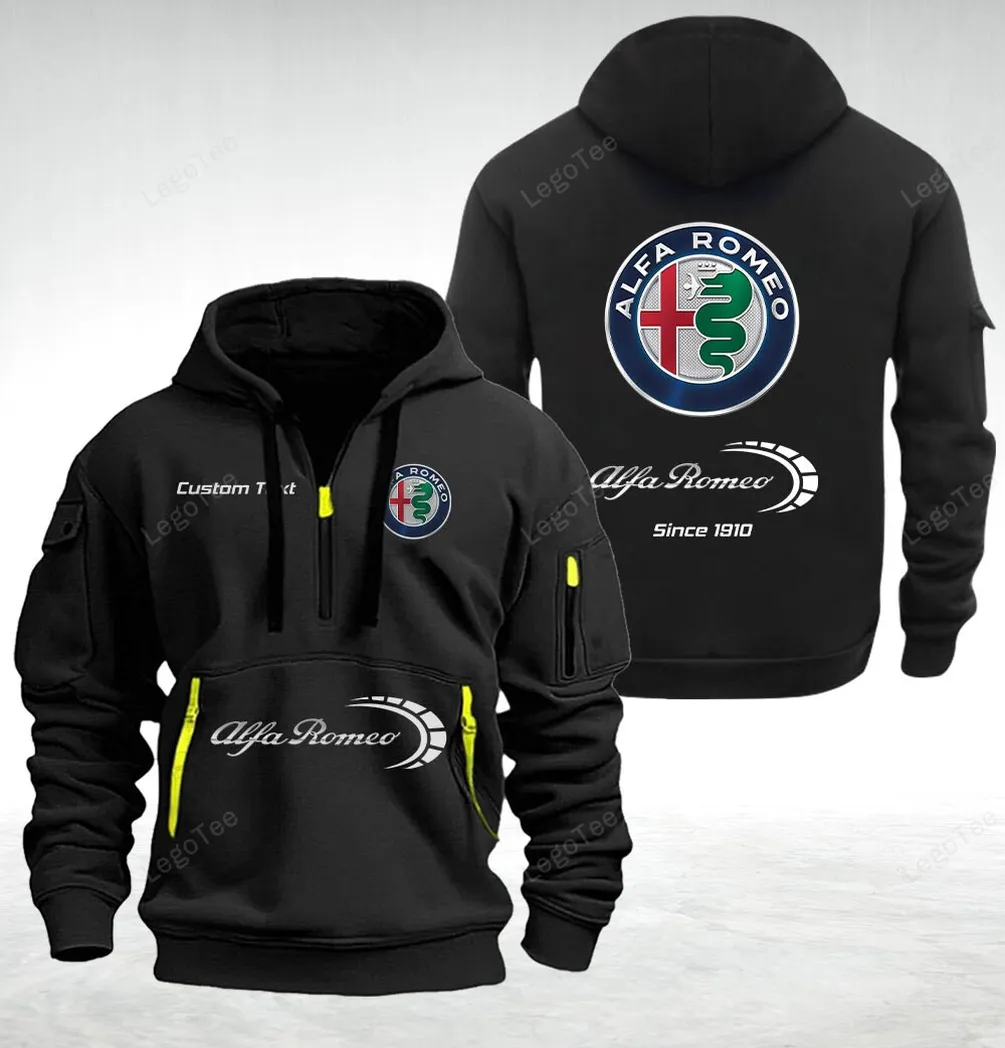 Alfa Romeo Hoodie Quarter Zip Hoodie For Sporty Men And Women