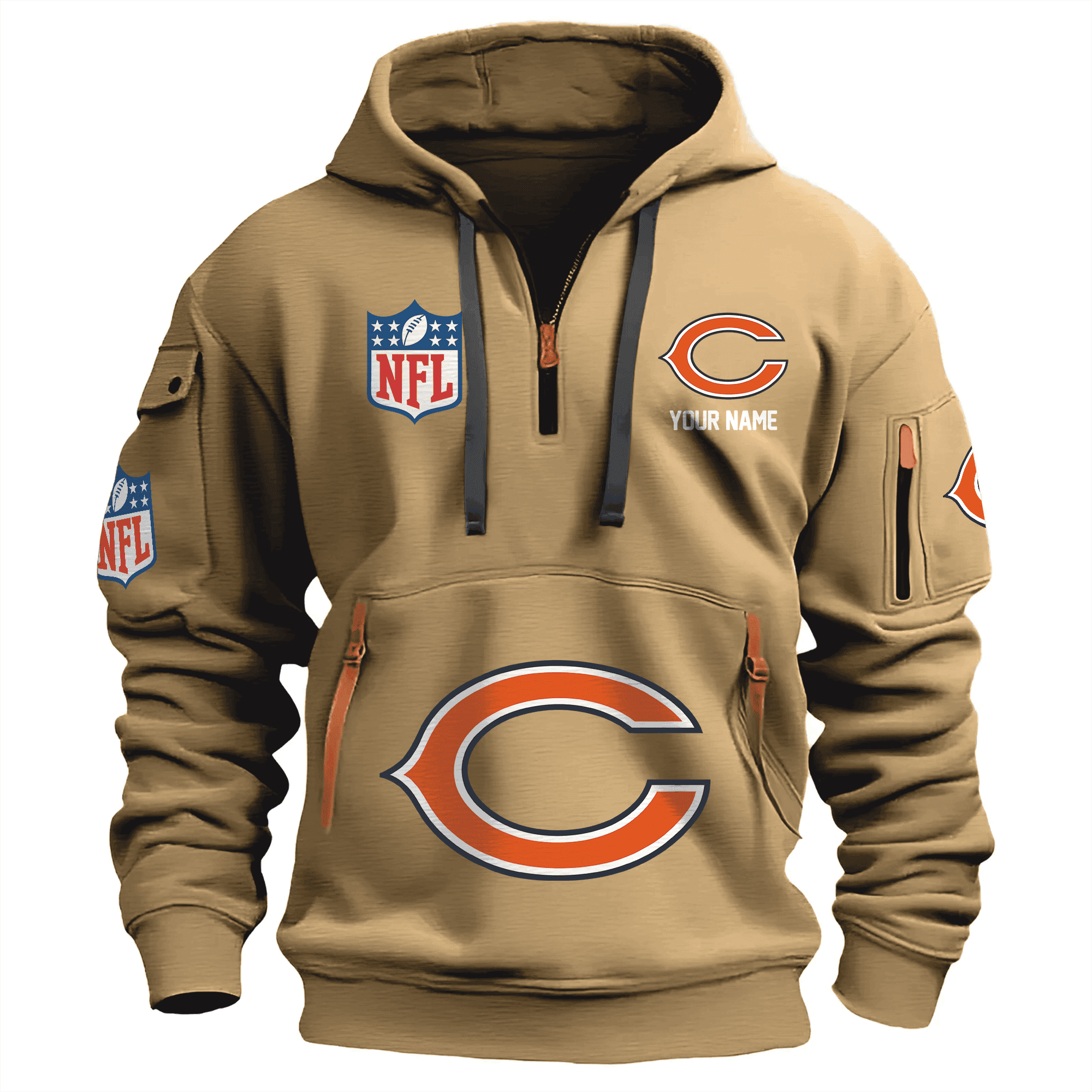 Chicago Bears Premium Nfl Quarter Zip Hoodie