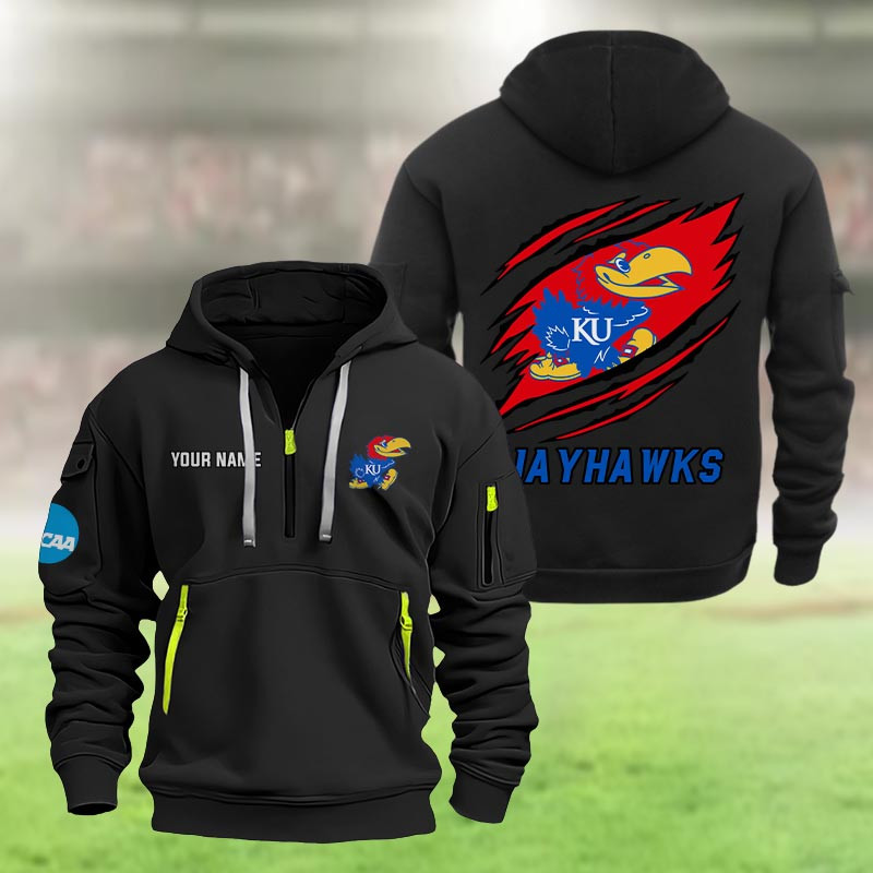 Kansas Jayhawks Heavy Quarter Zip Hoodie