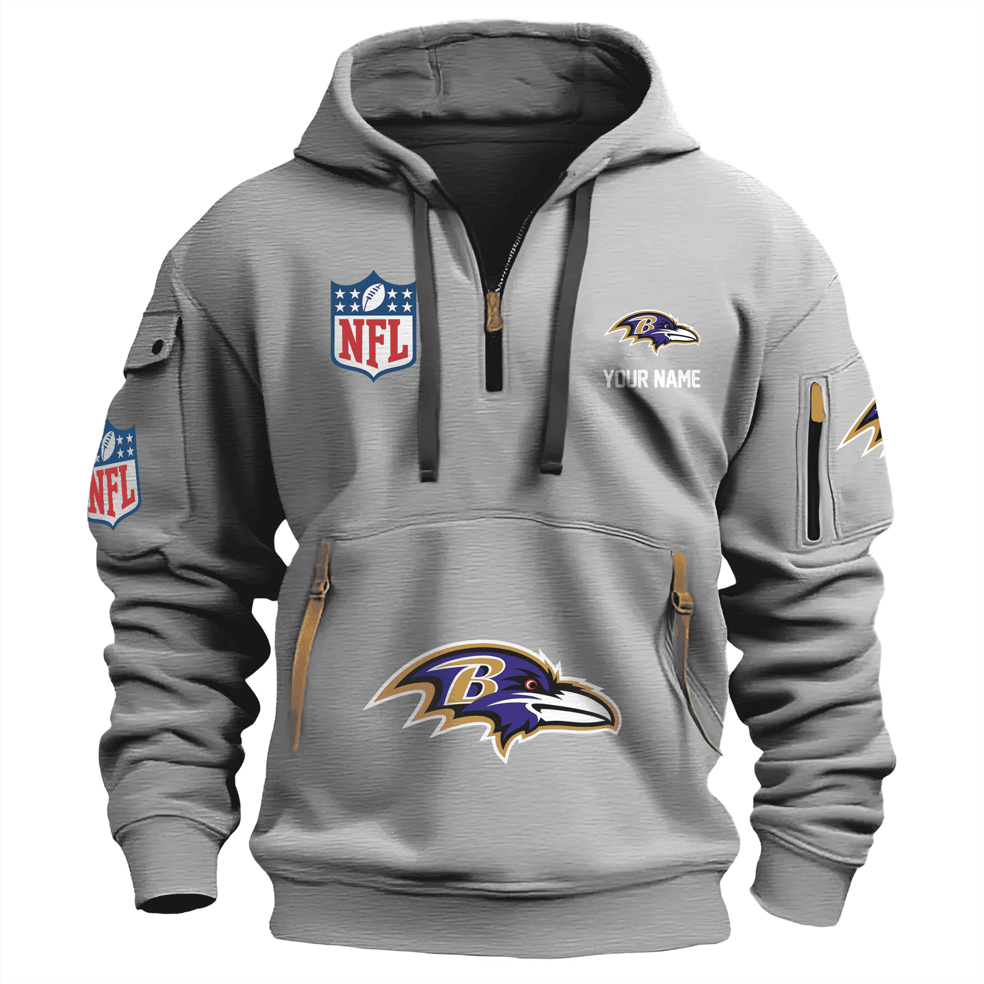Baltimore Ravens Premium Nfl Quarter Zip Hoodie
